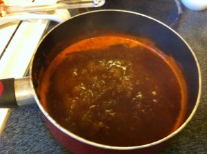 simmering/cooking down